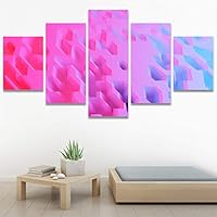 SIGNWIN 5 Panel Canvas Wall Art Modern Art Abstract Closeup Colorful Cool Geometric Minimalist Mixed Media Multicolor Patterns for Home Decorations Ready to Hang - 60