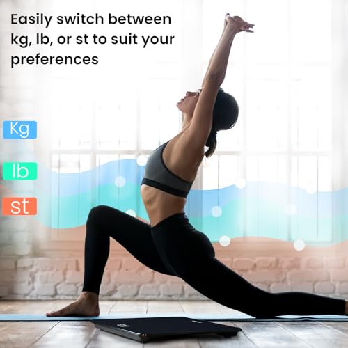 Paul Russells Digital Bathroom Scales for Body Weight, Glass Weighing Scale, High Precision Sensors Accurate Weight Machine, Batteries Included, 150kg/24st/330lb, Black - Image 5