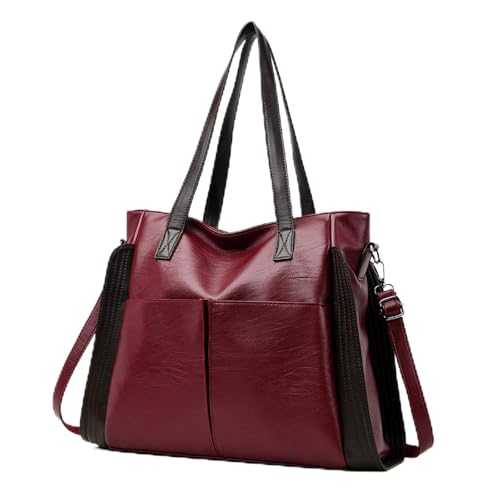 Sac à bandoulière tendance en cuir véritable pour femme grand format chic