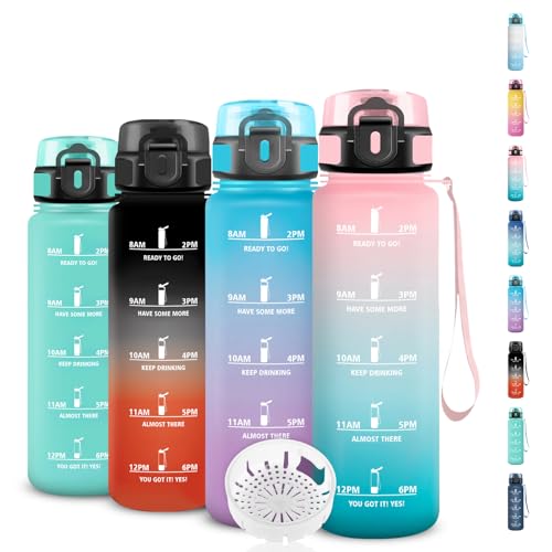 Grsta Borraccia 0,5 litri, Borraccia Senza Perdite, Bottiglia Motivazionale, Facile da Trasportare, Borraccie Orari, Borracce Graduata, Bottiglia Acqua per Sport, Campeggio, Scuola, Corsa