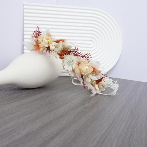 Corona de flores secas para novia Boho miniatura 6