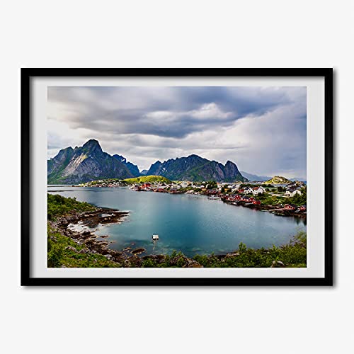 Tableau moderne Lofoty en Norvège Tulup 70x50 cm avec cadre MDF bois