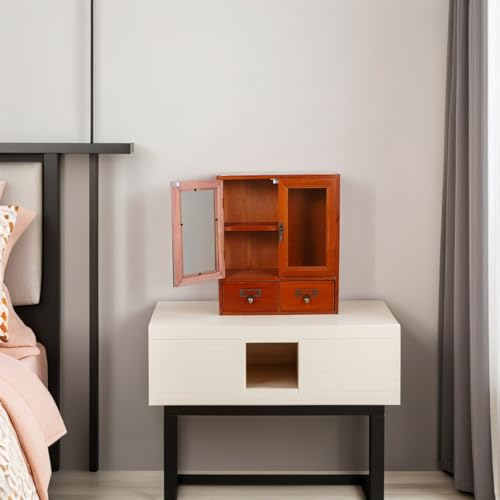 Hemobllo Armario de Pared Rústico Mini Vitrina de Madera Puertas Dobles, Gabinete Práctico para Guardar Medicamentos y Objetos Personales - imagen 7