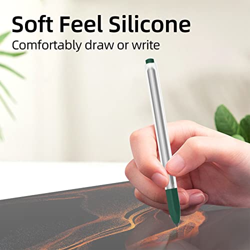 Image of Compatible with Samsung Galaxy Tab S7 /S7+ /S7 FE /S8 /S8+ /S8 Ultra /S9 /S9+ /S9 Ultra Pencil Case S Pen Case, Silicone Translucent Non-Slip Cover. (Midnight Green)