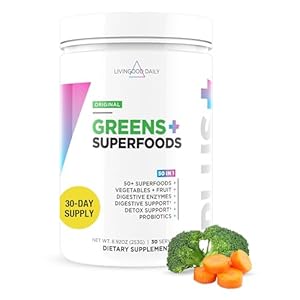 Livingood Daily Greens Superfood Powder (Original) – Super Greens Powder for Gut Health – Green Juice Powder Supplement with Spirulina, Chlorella, Enzymes, & Probiotics for Liver & Digestive Support