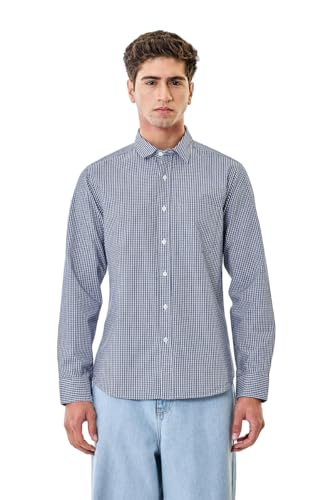 Image of SNITCH Men Formal Shirt | Slim Fit Full Sleeve Spread Collar Gingham Pattern | 100% Cotton & Breathable Fabric for Office & Smart Casual Wear
