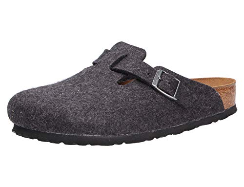 Image of Birkenstock Boston 0160371 Wool Unisex Sandals - Anthracite - 42