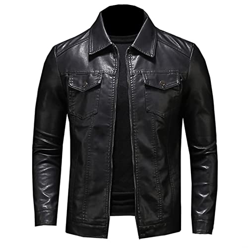 Veste de moto en cuir pour homme grande taille à coupe ajustée