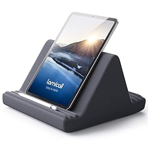 Lamicall Tablet Pillow Stand, Pillow Soft Pad for Lap – Tablet Holder Dock for Bed with 6 Viewing Angles, Compatible with iPad Pro 9.7, 10.5, 11, 12.9 Air Mini, Kindle, Galaxy Tab, E-Reader, Dark Gray