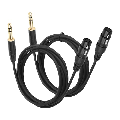 2-Pack XLR Female to 1/4' TRS/TS Cable [6.6ft/2m] - Balanced/Unbalanced Interconnect Cable for...