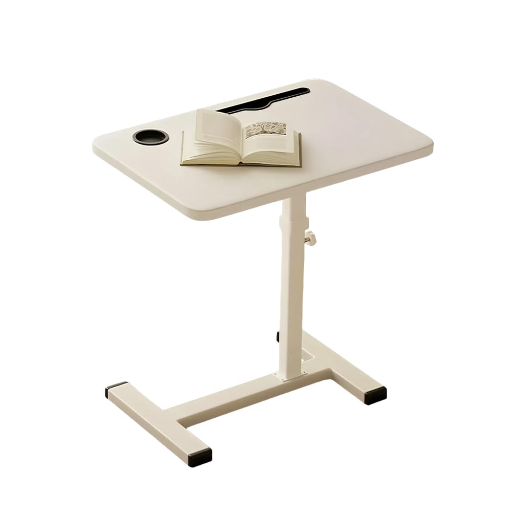 CGCSYZ Adjustable Height Standing Desk, Mobile Lift Table with Cup Holder, Compact Bedside Table for Home Office, Brown, 60x40cm (White 60×40cm(24×16in))
