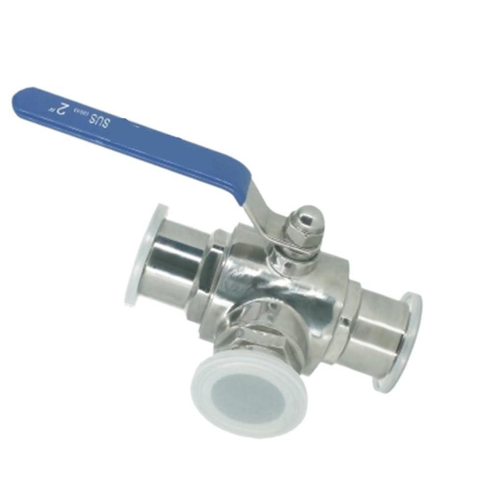 Produktbild von 1,5 Zoll Edelstahl 304 Dreiwege L-Kugelhahn – Pneumatisch, Tri-Clamp, NEU Aus China