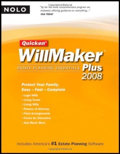 Quicken Willmaker Plus 2008 Edition: Estate Planning Essentials (Book with CD-ROM) 4th edition by Editors of Nolo (2007) Paperback