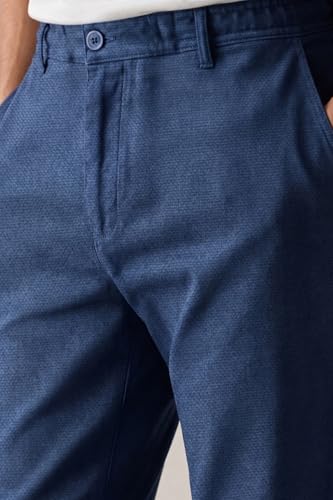 Image of Louis Philippe Men's Regular Straight Fit 100% Cotton Solid Elasticated Dobby Casual Trousers
