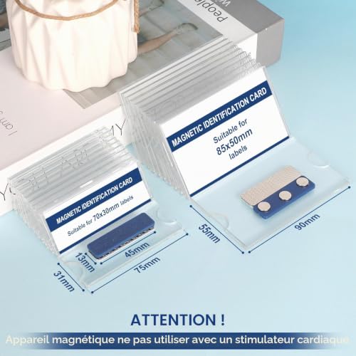 EFUTURETIME Lot de 60 Badges Plastique Aimanté 75 × 32 mm pour Vêtements – vue 2