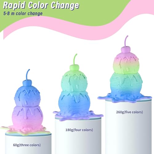 Image of ERYONE Silk PLA Filament 3D Printer 1.75mm + /-0.03 mm, Shiny Silk Filament PLA Bundle 250g*4 Spools, Liquid Gold, Silver, Rainbow Mountain Mirage, Matte Macaron