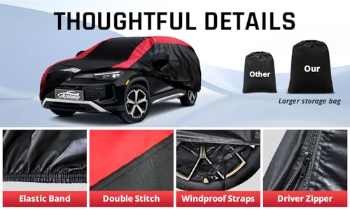 Image of Car Cover Waterproof All Weather Custom Fit for VW Volkswagen Tiguan 2018-2025 BWM, Tiguan Accessory with Door Zipper & Windproof Straps