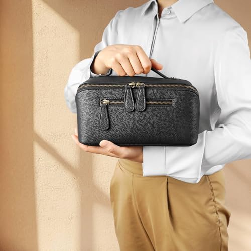 Divvia Travel Makeup Bag 3 Pcs Set, Waterproof Vegan Leather Toiletry Bag Organizer with Compartments & Handle, Cosmetic Bags for Women, Portable Travel Essentials Pouch(Upgraded black, 3L) Divvia Travel Makeup Bag 3 Pcs Set, Waterproof Vegan Leather Toiletry Bag Organizer with Compartments & Handle, Cosmetic Bags for Women, Portable Travel Essentials Pouch(Upgraded black, 3L) - Image 8