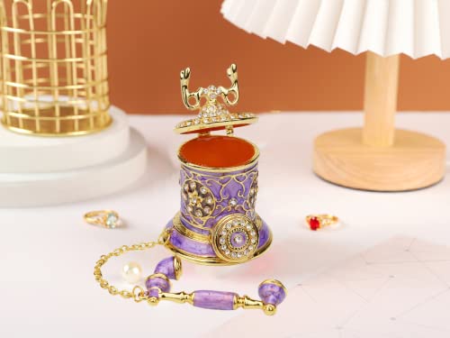Furuida Vintage Telephone Trinket Box Hinged Enamel Hand Painted Jewelry Box Decorative Telephone Ornaments Gift For Home Decor (Purple) #TOP5