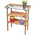 Produktbild Spetebo Holz Pflanztisch mit Metall Arbeitsplatte - 90x76 cm - Garten Arbeitstisch Gärtnertisch mit Zwei Ablageflächen