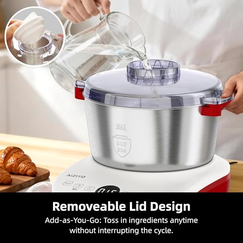 Image of AIZIYO DoughChief, 5.3QT Dough Mixer, Dough Maker with Ferment Function, Touch Panel Control, 304 Stainless Steel Bowl, Removeable lid, Dough Proofing Box for Pizza, Bread, Pasta & Mochi