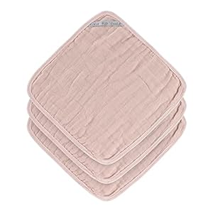 LÄSSIG Muslin Waschlappen 3er Set Powder Pink
