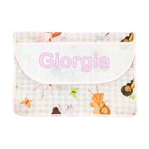 ALMATEX SRL Personalised Nursery with Name Personalised Sachet 20 x 29 cm with Headband 100% Cotton Made in Italy – Timely Delivery (Fatines)