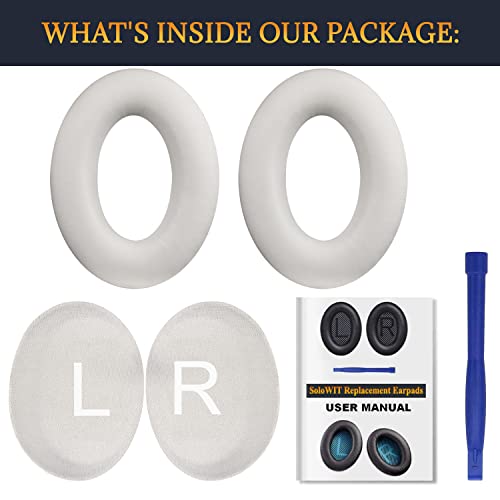 Image of SOULWIT Earpads Replacement for Bose QuietComfort 45 (QC45) /QuietComfort SE (QC SE) /New Quiet Comfort Wireless Over-Ear Headphones, Ear Pads Cushions with Softer Protein Leather - White Smoke