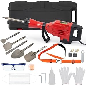 GAOMON 3600W Demolition Electric Jack Hammer with 6pcs Chisels Bit Set, Concrete Breaker Tool Kit Heavy Duty Power Hammer