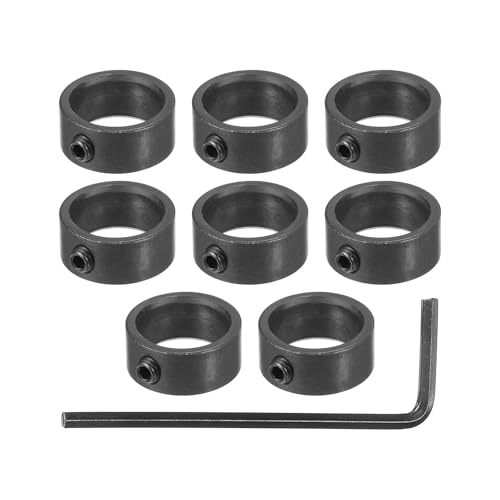 PATIKIL Bore 16 mm Shaft Collar 22 mm OD 8 mm Thickness, 8 Pack Carbon Steel Landing Gear Stopper Wheel Collar with Set Screw & Wrench for Machine Tool Industry, Black