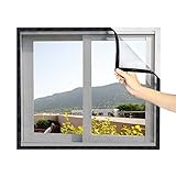 MAGZO Adjustable Window Screen, 48x99 Inch Durable Fiberglass Screen Mesh with Full Frame Replacement Screen for Windows Fit Windows UP to 46x97 Inch Max Strong Adhesive Screen Net Grey