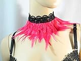  Feder Halsband Kragen pink Choker Kropfband Kette Karneval Kostüm Vogel Federkragen Papagei