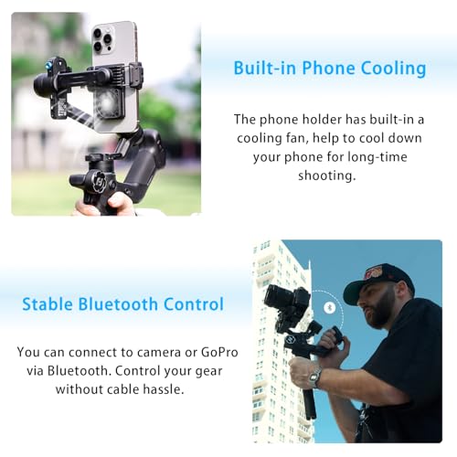 FeiyuTech SCORP Mini 3 Pro [Kit] AI Tracking Camera Stabilizer with Bag+Fill Light+Extension Pole, Detachable Remote Handle, 4.4lbs Payload All in One Gimbal Stabilizer for Camera & Smartphone - Thumbnail 6