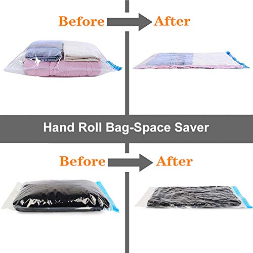 Space Saver Bags For Travel 10 Pack Compression Bags For Travel -Travel Accessories- Vacuum Bags For Travel No Vacuum Pump Needed, Roll-Up Vacuum Storage Bags For Travel And Luggage Packing-Organizers #TOP1