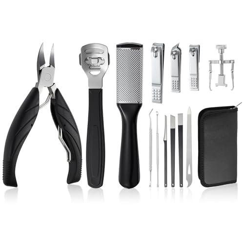 VOCOSTE Toenail Care Kit 13-Piece Ingrown Toenail Tools Professional Grooming Set for Thick Nail Clipper Foot File Callus Removal & Pedicure