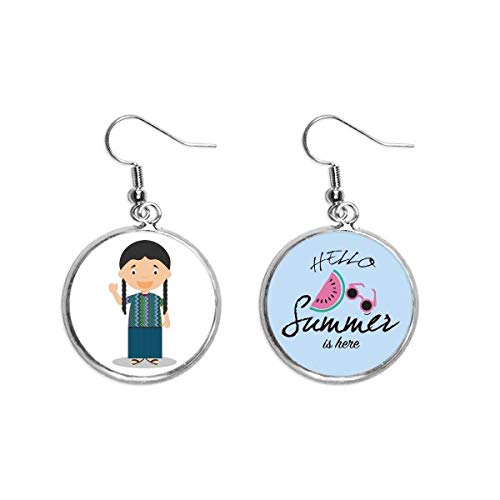 Pendientes de sandía estilo Guatemala con coleta larga para lóbulo