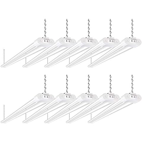 10 Pack 4FT Linkable LED Utility Light Fixture, 4400lm, 42W, 5000K Daylight for Workshop, Garage, Hanging or Surface Mount, with Power Cord, ETL Cover
