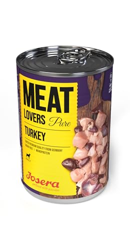 Josera Meat Lovers Pure Turkey | Nassfutter für Hunde | hoher Fleischanteil | getreidefrei | leckere Pute, saftige Brühe und Mineralstoffe | Alleinfuttermittel | 6 x 400 g