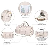 MABROUC Duffle Bag for Women, Sports Duffel Bag for Gym with Wet Pocket & Shoe Compartment, Overnight Weekender Travel Bag, Beige, M - Image 3