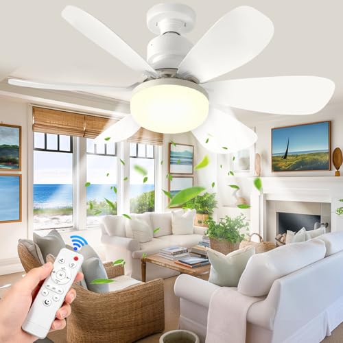 PQETBV Ventilatore da Soffitto con Luce, 52CM Lampadario con Ventilatore da Soffitto, E27 Lampadario Ventilatore Soffitto Silenziosa, per Camera da Letto, Ufficio, Garage