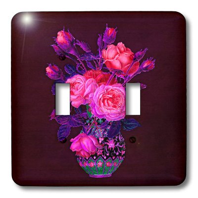 Interrupteur à baïonnette rose bouquet décoration murale violet rétro chic - 4