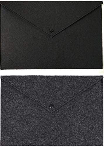 Carpeta de Fieltro 2 piezas Fieltro A4 Carpeta 340mm*240mm Color Noir+Gris Oscuro para Ordenador Portátil Material de Oficina Cover