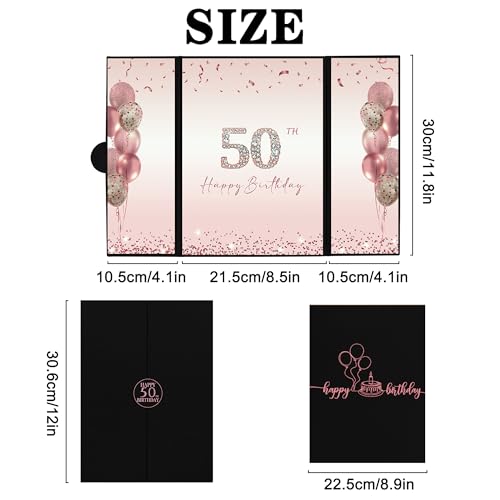 Image of DARUNAXY Black & Rose Gold 50th Birthday Alternative Signature Guest Book