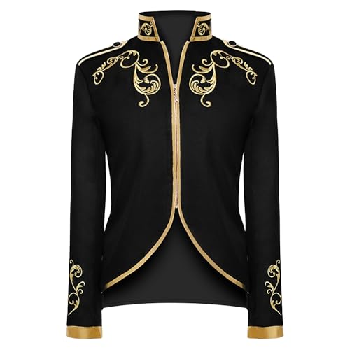 Men's Royal Prince Gold Embroidered Suit Jacket Court Fashion Uniform Jacket Suit Military Blazers Parade Punk