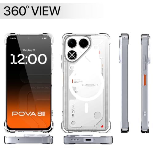 Image of Pikkme Back Cover for Tecno Pova 8 5G Mag-Safe Shockproof PC + TPU | Protective Case Magnetic Support | Bumper Case (Transparent Mag-Safe)