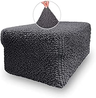 Menotti L Shape Corner Sofa Cover 1 2 3 Seater Slip Cover for Sofa and Armchair Stretch Elastic Fabric Protector (Grey, Footstool)