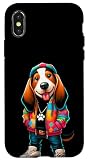 Carcasa para iPhone X/XS Chaqueta moderna para perro Basset Hound, mamá y papá