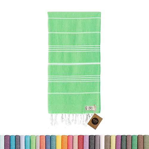 KZY LONDON Toalla de playa turca grande para camping, natación, gimnasio, secado rápido, absorbente, ligera, algodón de 90 x 180 cm, toallas de baño para adultos (verde)