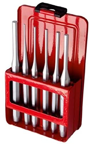 PIN PUNCH SET of 6 - JeTech 2, 3, 4, 5, 6 & 8mm Length 150mm Chrome Plated with Stand