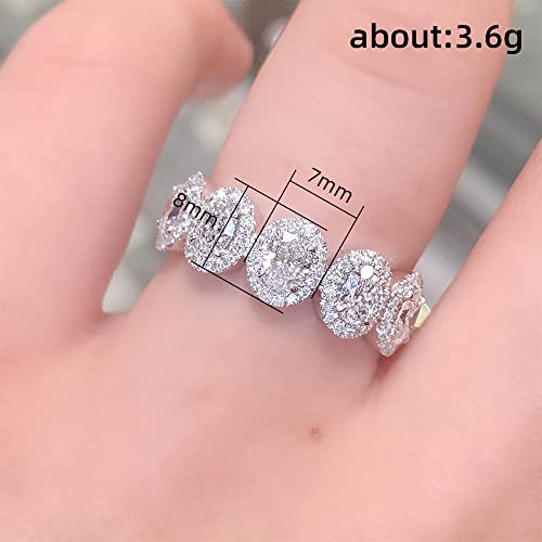 925 Sterling Silver Ring Moissanite Engagement Ring Oval Cut Cubic Zirconia Engagement Rings Cubic Zirconia or Genuine Garnet Ring Solitaire Halo Promise Ring for Women 62